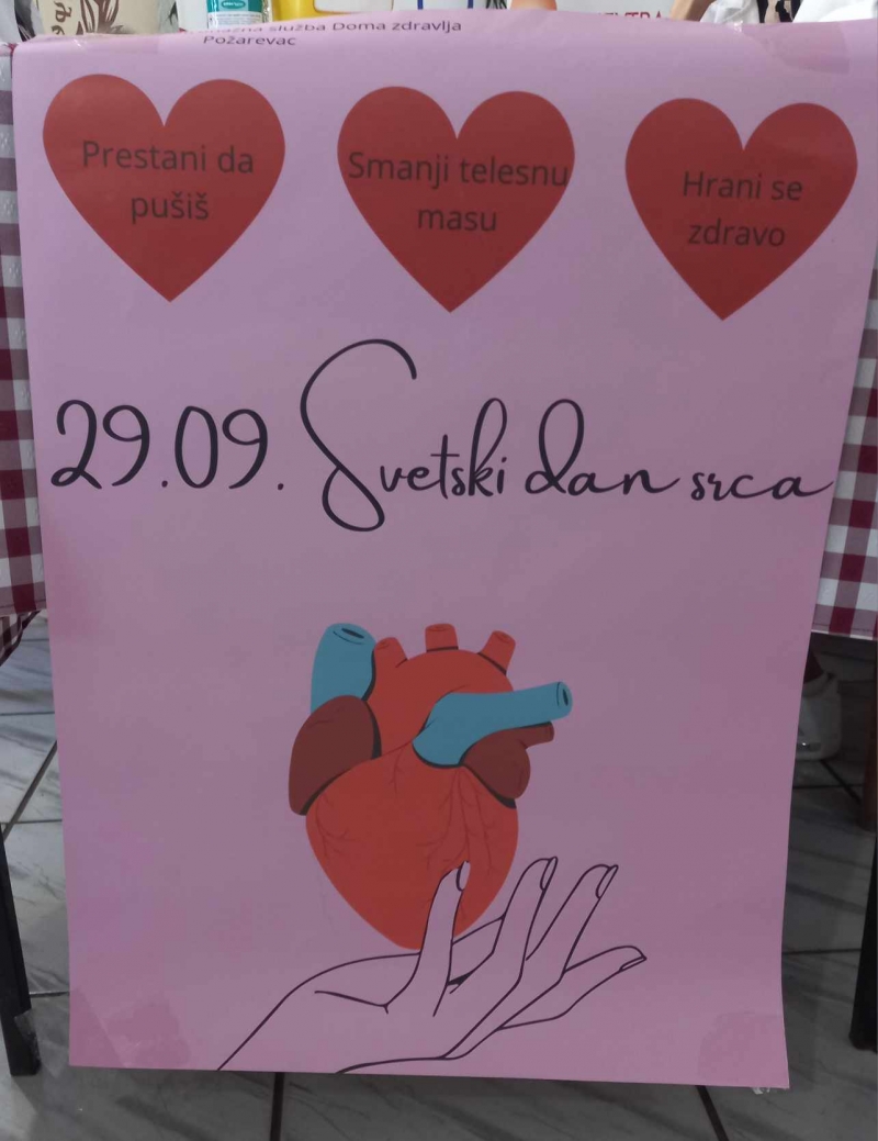 Obeležen Svetski dan srca: Bolesti srca vodeći uzrok umiranja kako u svetu tako i kod nas - Hit Radio Pozarevac, Branicevski okrug